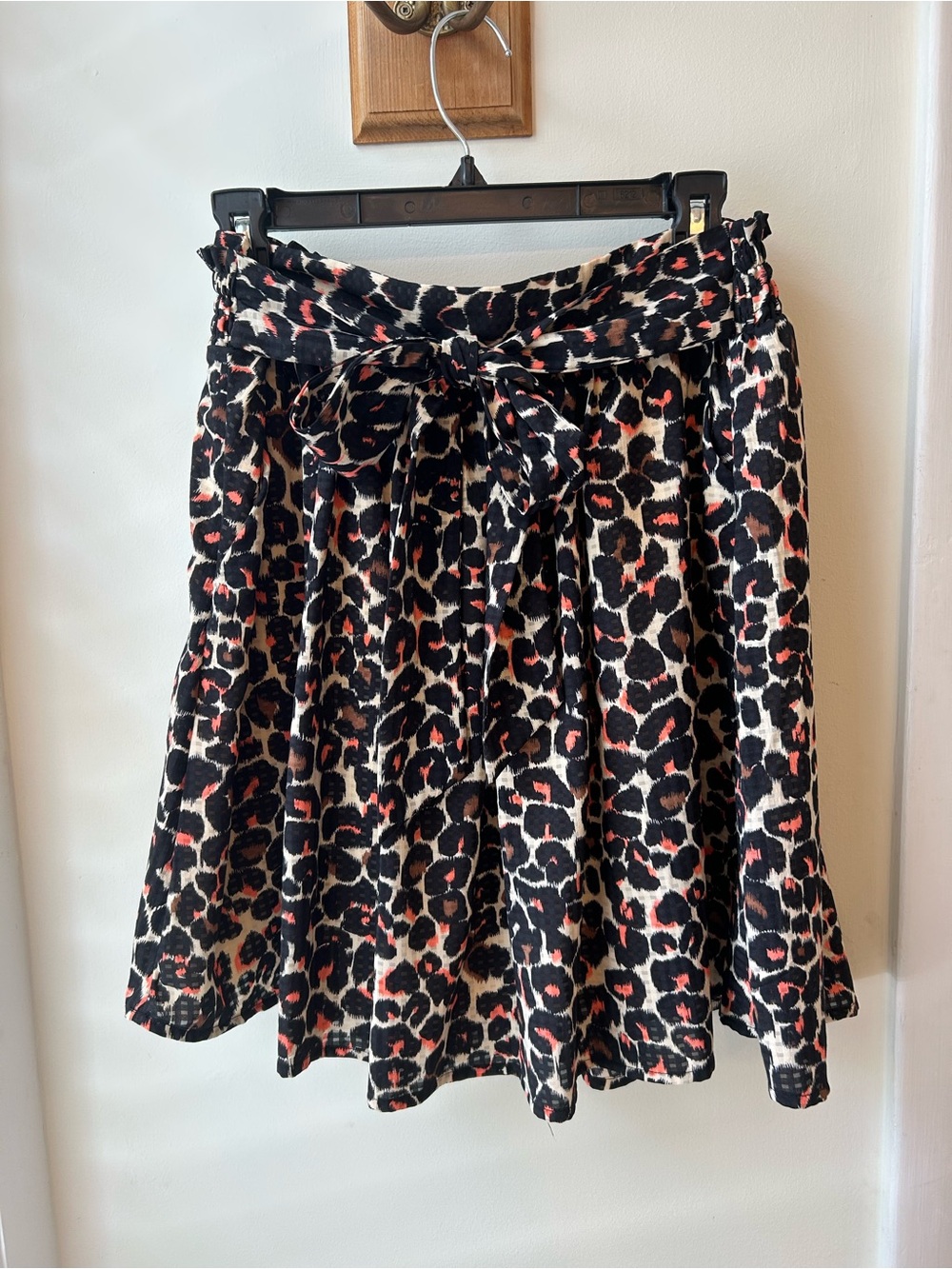Who What Wear Leopard Print Skater Skirt - Black, Cream & Pink